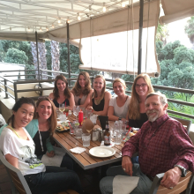 Farewell dinner for Dr. Tracy Clevenger at Endless Summer.(2016) Left to Right: Dr. Mei Jiang, Dr. Britney Pennington, Dr. Tracy Clevenger, Katharine McLean, Cassidy Arnold, Kelsy Siegel, Leah Foltz, Dr. Dennis Clegg